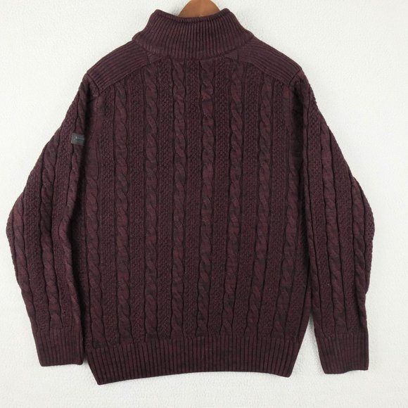 Projek Raw Cable Knit Sweater Mens Extra Large Burgundy Henley Outdoor Preppy - Picture 5 of 10